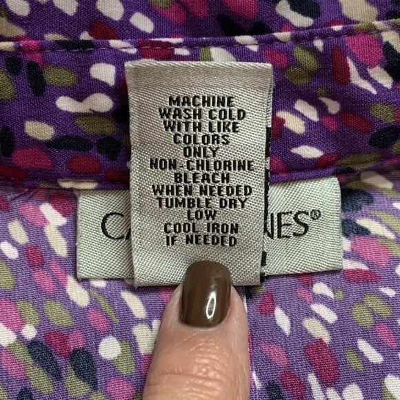 Catherines Women's Speckle V-Neck Collared Short Sleeve Top Size 14/16W Purple - Picture 7 of 7